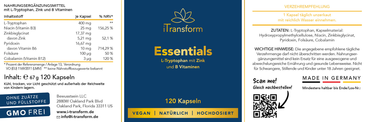 Essentials vegan Set 🌱🌙💤 4 Monatsration Schlaf gut und habe mehr Energie 2er SET 240 Kapseln