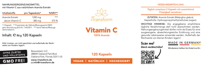 Vitamin C vegan 🌱aus der Acerola Kirsche 25%, 120Kapseln