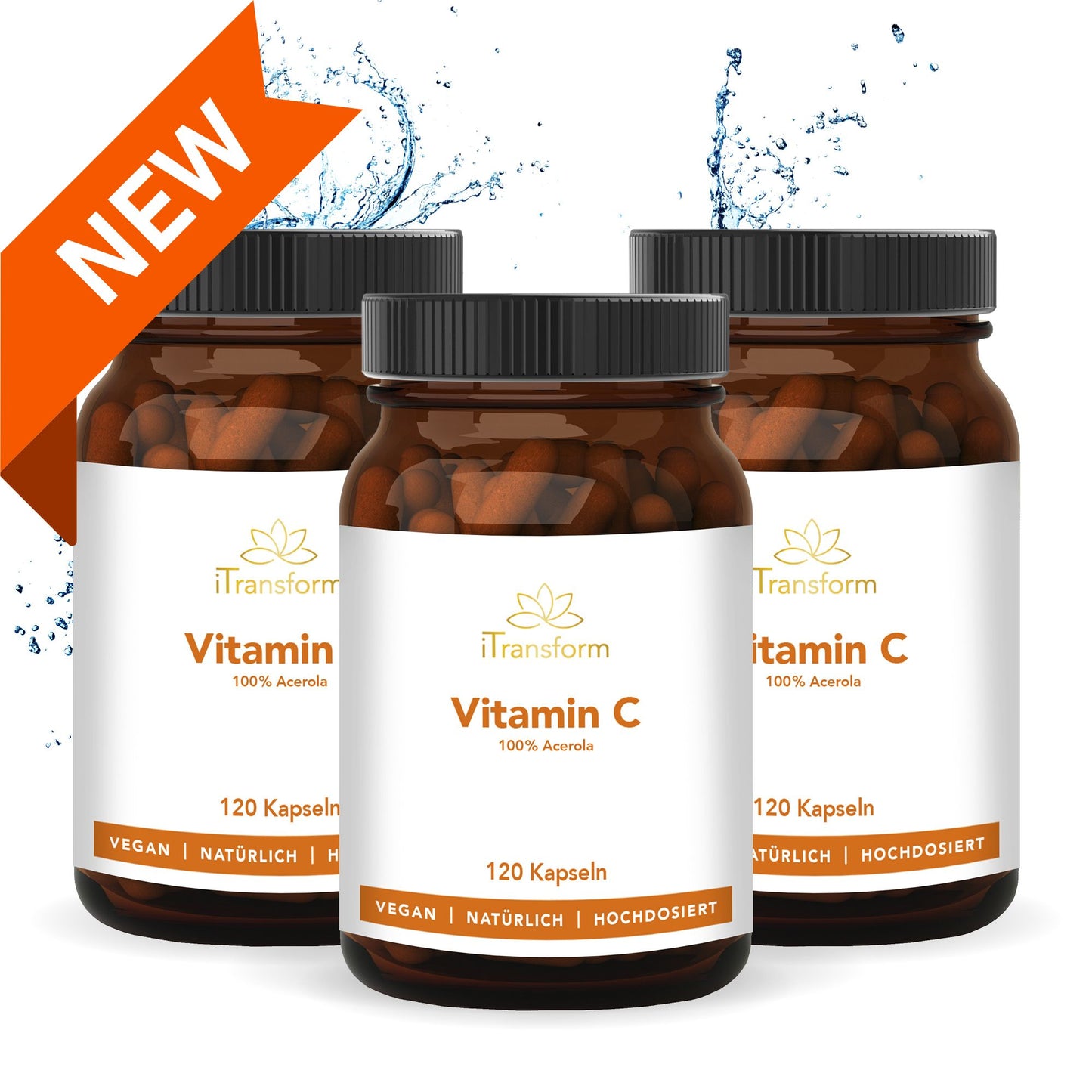 Vitamin C vegan 🌱 3er SPAR Set 📣 %aus der Acerola Kirsche, 360 Kapseln