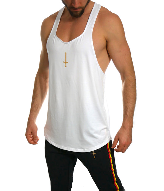 Golden Sword Tank Top White